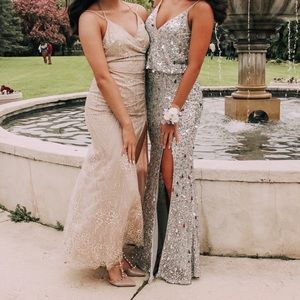 at a crossroad maxi dress in gold